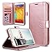 Galaxy Note 3 Case, Note 3 Case, ULAK Premium PU Leather Wallet Case Stand Cover for Samsung Galaxy Note 3 N9000 w/Media Stand Feature,Credit Card ID Holders and Strap-Luxury Rose Gold