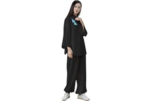 KSUA Women Tai Chi Uniform Cotton Kung Fu Uniform Chinese Style Zen Meditation Casual Long Sleeve Morning Excerises Outfit