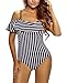 FARYSAYS Women's Stylish Ruffle Off The Shoulder One-Piece Swimwear Swimsuit