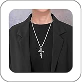 Iaceble Gothic Flower Cross Pendent Necklace Religious Cross Choker Necklace Silver Italian Chain Necklace Exaggerated Cross Necklace Jewelry for Women