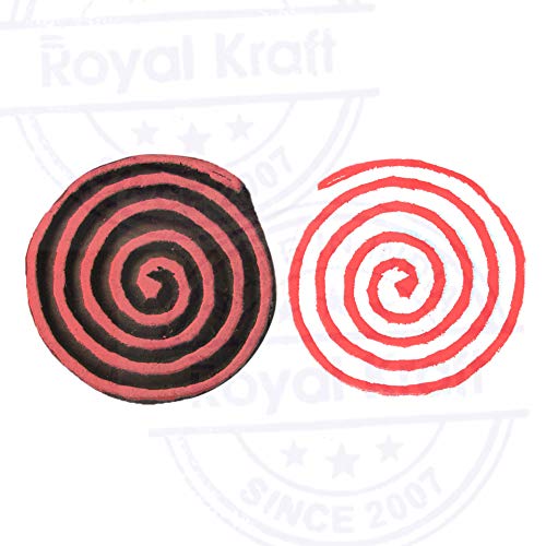Royal Kraft Spiral Wooden Round Printing Block Stamp - DIY Henna Fabric Textile Paper Clay Pottery Block Printing Stamp TBtag016