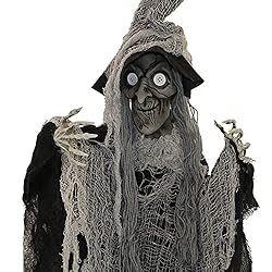 Haunted Hill Farm 5.2 ft. Hanging Witch with Button