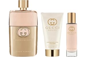 Gucci Guilty 3 Piece Hardbox Gift Set for Women (3 Ounce Eau de Parfum Spray + 1.6 Ounce Perfumed Body Lotion + 0.5 Ounce Eau de Parfum Travel Spray)