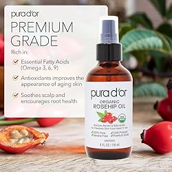 PURA D'OR 4 Oz ORGANIC Rosehip Seed Oil Hair