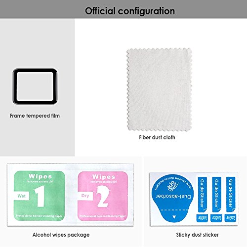 Simpeak Glass Screen Protector for Apple Watch 42mm [3D Curved Full Coverage] HD Clear Tempered Glass Screen Protector for 42mm Apple Watch Series 3 2 1, Anti-Bubble, 1Pack, Black Edge/Clear Screen - Thumbnail 6