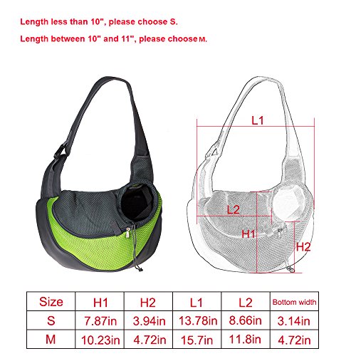 CISNO Small Pet Dog Cat Kitty Carry Carrier Outdoor Travel Oxford Single Shoulder Bag Sling (M, Green)
