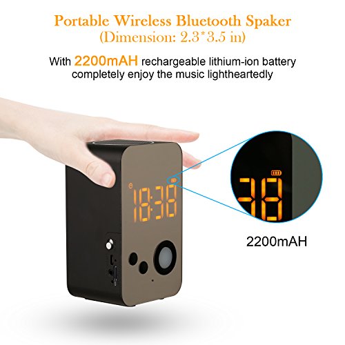 Alarm Clock Bluetooth Speaker - XREXS Wireless Bluetooth Speaker, Alarm Clock Radio, Portable Wireless Stereo Sound Speaker with LCD Screen HD Enhanced Bass Flashlight, Built-in Mic Support FM AUX TF