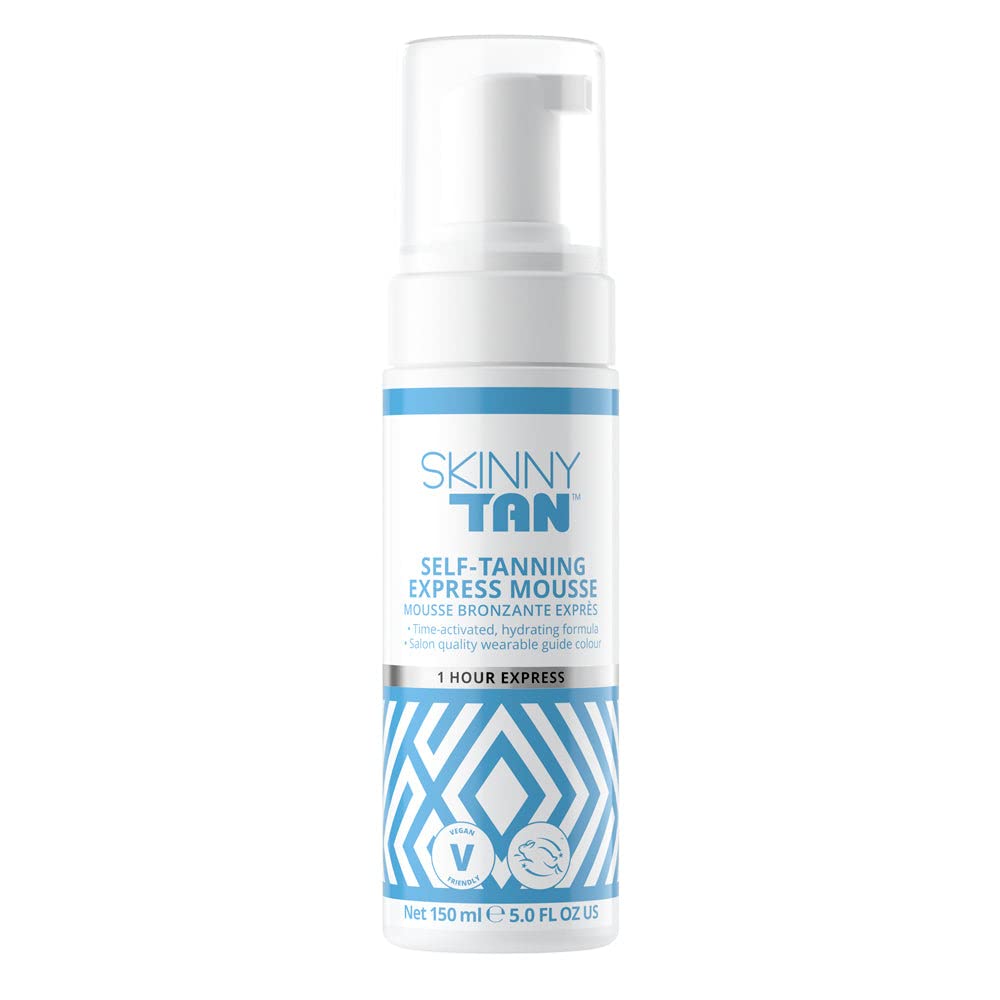 Skinny Tan Express Mousse - 1 Hour Express Fake Tan with Hydrating Coconut Water for Skincare, Streak Free Instant Self Tan, Vegan & Cruelty Free - 150ml