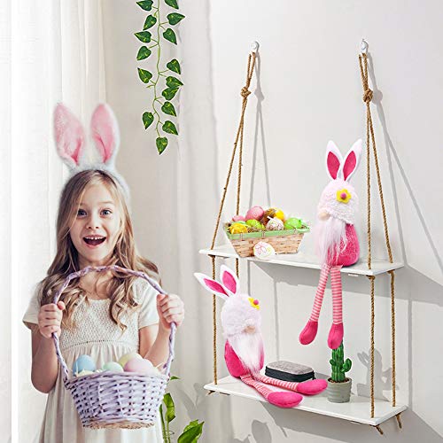 FUTUREPLUSX Swedish Bunny Gnome Plush, Handmade Scandinavian Tomte Rabbit Scandinavian Gnome Plush for Easter Decoration Table Decor