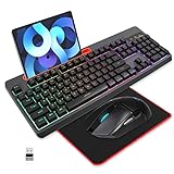 Wireless Gaming Keyboard and Mouse Combo, Rainbow