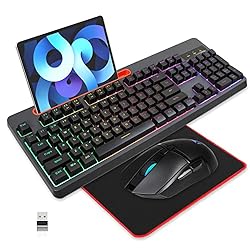 Wireless Gaming Keyboard and Mouse Combo, Rainbow
