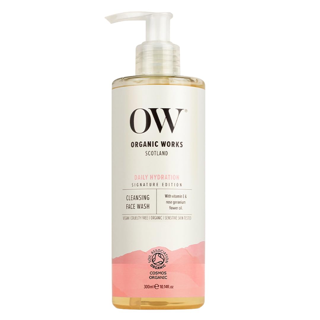 Organic Works Vitamin E Gentle Face Wash, Foaming Hydrating Face Cleanser for Dry & Sensitive Skin, Removes Impurities & Makeup, Balances PH, Soothes Inflammation,Hypoallergenic (300 ml (Pack of 1))