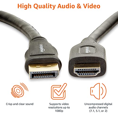 Amazon Basics DisplayPort to HDMI Display Cable, UniDirectional
