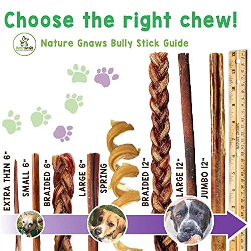 Nature Gnaws Bully Sticks for Large Dogs Premium Natural Beef Bones
