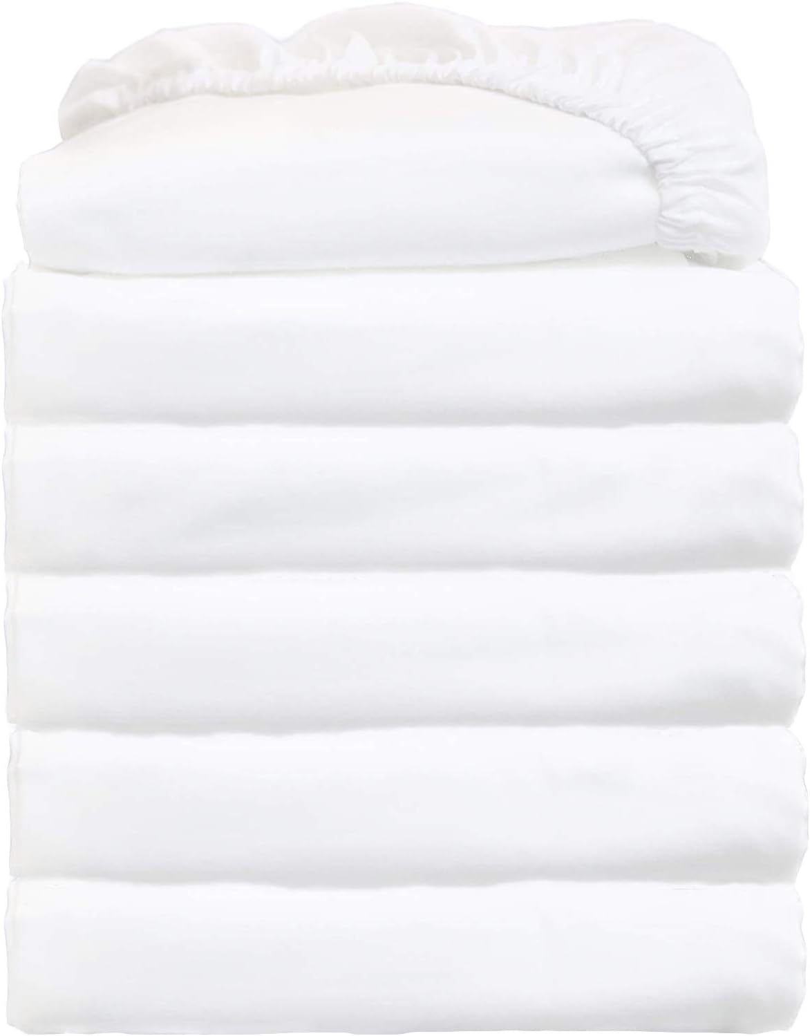 Glarea Microfiber Fitted Sheets or Bottom Sheets, White, Twin Size (Bulk Pack of 6): Kitchen & Dining