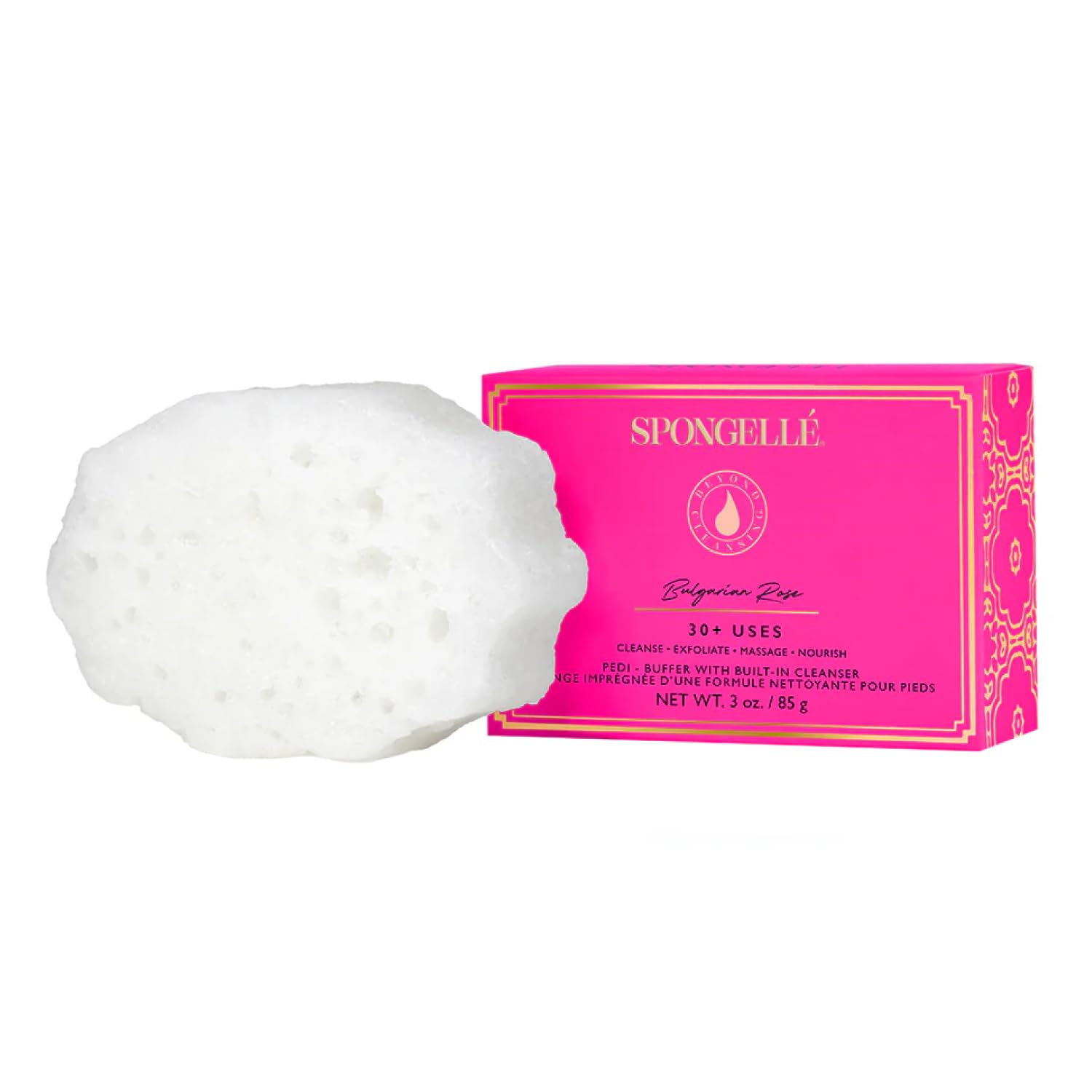 Spongellé Pedi-Buffer - Cleanse, Exfoliate & Polish Feet - Bulgarian Rose
