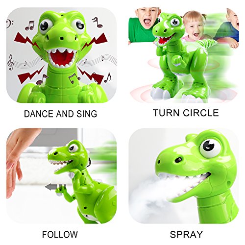 DX DA XIN Interactive Robot Dinosaur , Dancing, Music ,Walking , Spraying Mist Out of his Mouth Remote Control Toys Robotic Tyrannosaurus Rex, Gift for Children