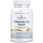 Nordic Naturals Pro Vitamin D3 5000, Orange - 120 Mini Soft Gels - 5000 IU Vitamin D3 - Supports Healthy Bones, Mood & Immune System Function - Non-GMO - 120 Servings