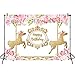 Mehofoto Carousel Birthday Backdrop Pink Floral Gold Photography Background 7x5 Carousel Party Vinyl Backdrops for Children Kids