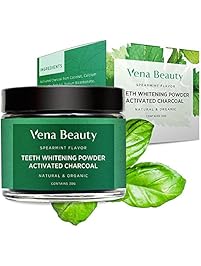 Natural Teeth Whitening Powder - Made with Organic Coconut Activated Charcoal and Food Grade Formula - Spearmint Flavor (30g)