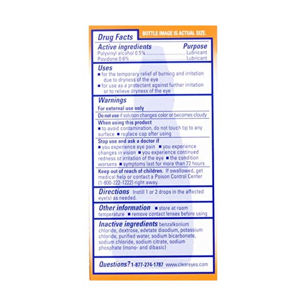 Clear Eyes Eye Drops, Natural Tears Lubricant,0.5 Fl Oz (Pack of 3) Natural Wonders Healthcare