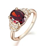 Yoursfs Sparkle Red Crystal Rings for Women 18K Rose Gold Plated Jewelry Rings Wedding CZ Rings for Bridal