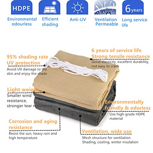 Sekey Sonnensegel 2x3m, Sonnenschutz, Rechteckig HDPE-Kunststoff, Winddicht Wasserdurchlässig UV-beständig Atmungsaktiv… – Bild 7