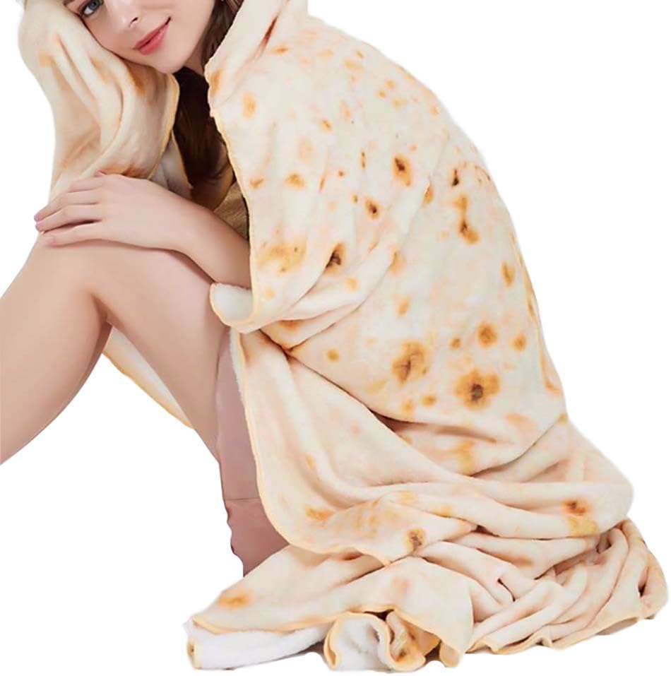 Douup Diameter 78.7" Giant Burritos Wrap Blanket, Round Tortilla