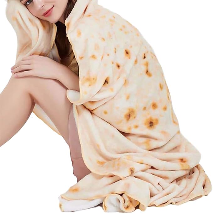 Douup Diameter 78.7" Giant Burritos Wrap Blanket, Round Tortilla