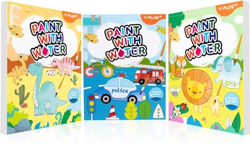 YPLUS Paint with Water Books for Toddlers, Watercolor Painting Paper for Kids Aged 1-3, 2-4 Years, Crafts, Drawing Gift with Brush - 3 Themes