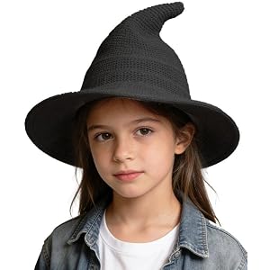 Witch Hat for Children Kids Foldable Cotton Yarn Halloween Cosplay Cap