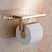 Beelee SUS 304 Stainless Steel Wall Mount Toilet Paper Holder, SUS304 Stainless Steel Bathroom Tissue Holder with Mobile Phone Storage Shelf, Golden