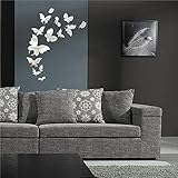 Mirror Wall Decor, Home Inspira Butterfly Mirror Wall Decals Removable DIY 3D Mirrors Wall Stickers Acrylic Art Home Decorative For Living Room Kids Bedroom Gift 14pcs