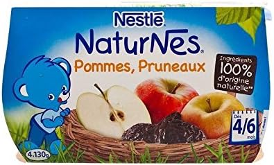 Nestle NaturNes Apples and Prunes (4 / 6 months) 4 x 130g - Pack of 6