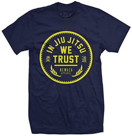 Newaza In Jiu Jitsu We Trust Tee - Navy/Yellow - XXL