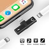 iPhone 7 8 X Adapter & Splitter,Wemelody Dual Lightning Headphone Audio & Charge Adapter Accessories for iPhone 7 / 7 Plus, iPhone 8 / 8 Plus, iPhone X - Black