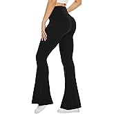 TNNZEET Black Flare Leggings for Women, Crossover Yoga Pants with Pockets Bootcut Flared Leggings