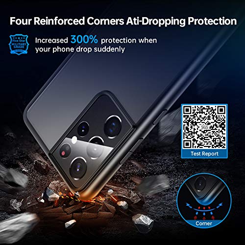Facbiny Compatible with Samsung Galaxy S21 Ultra Case, [Military Grade Drop Protection][Intoxicating Touch] Translucent Shockproof Matte Phone Case with Soft Edges, Black