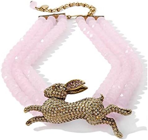 Heidi Daus 3-Row Beaded SWAROVSKI Crystal Statement Rabbit Necklace ~Honey Bunny