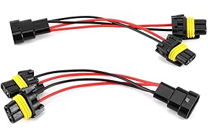 Splitter Wires Headlights,2Pcs 9005 9006 Male to Female One to Two Splitter Wires Harness Compatible with Car Headlights Retr