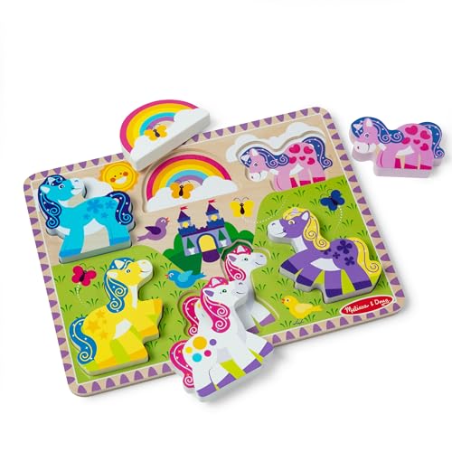 Melissa & Doug Wooden 6-Piece Unicorn and Rainbow Chunky Puzzle for Toddler Boys and Girls 2+