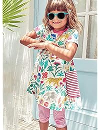 Fiream - Vestido de verano informal de manga corta de algodón para niñas