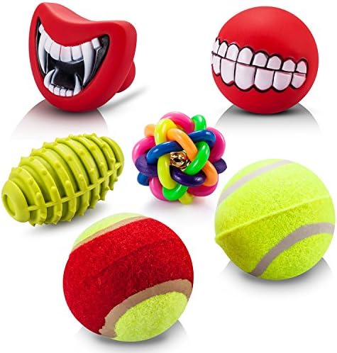 Dog Squeak Ball Tennis, Chew Squeaky Toys, 6 Pack Gift Set for Small to Medium Dogs (Random color)