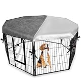 EXPAWLORER Dog Crate Cover for Outdoor and Indoor- Half Mesh Half Shaded Type Light Blocking Breathable Shade Kennel Cover, Fits 24