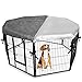 EXPAWLORER Dog Crate Cover for Outdoor and Indoor- Half Mesh Half Shaded Type Light Blocking Breathable Shade Kennel Cover, Fits 24