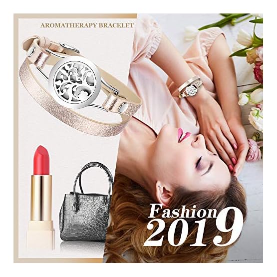 Essential-Oil-Diffuser-Bracelet-Aromatherapy-Bracelet-Jewelry-Stainless-Steel-Locket-Leather-Band-with-8pcs-Washable-Refill-Pads-Birthday-Gifts-for-WomenGirlfriend-MotherSisterAunt Essential-Oil-Diffuser-Bracelet-Aromatherapy-Bracelet-Jewelry-Stainless-Steel-Locket-Leather-Band-with-8pcs-Washable-Refill-Pads-Birthday-Gifts-for-WomenGirlfriend-MotherSisterAunt