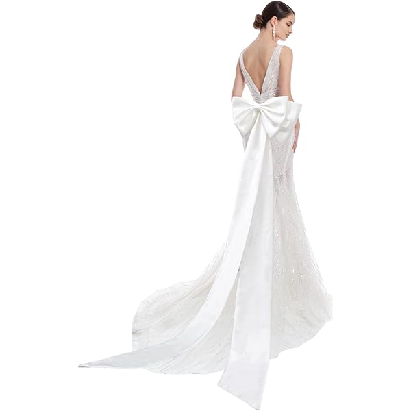 Satin Wedding Detachable Bow Removable Train For Dress Big