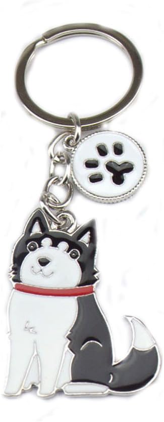 ZoonPark® Dog Key-ring Keychain,Lovely Cute Small Dog Puppy Keychain Keyring Metal Keychain Keyring Keyfob Key Ring Car Keyring Bag Charm (Black Husky/Alaskan Malamute)