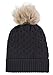 Arctic Paw Sherpa Lined Knit Faux Fur Pom Pom Beanie,Black