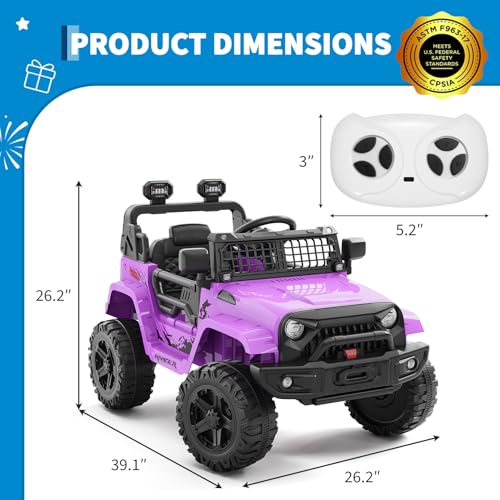 Gigicloud Carrito Montable Eléctrico para Niños con Control Remoto, Carro Eléctrico Niño Montable con Luces Led, Reproductor de Música Bluetooth, Suspensión de Resorte, 12V